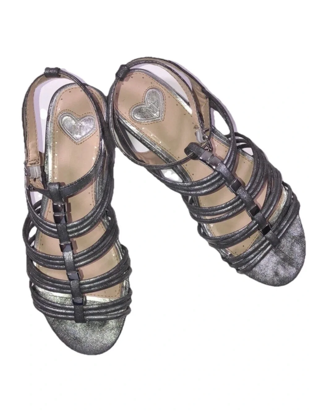 Madeline Metallic Sandals 6.5M Strappy Open Toe Evening Heels Dress Shoes NIB